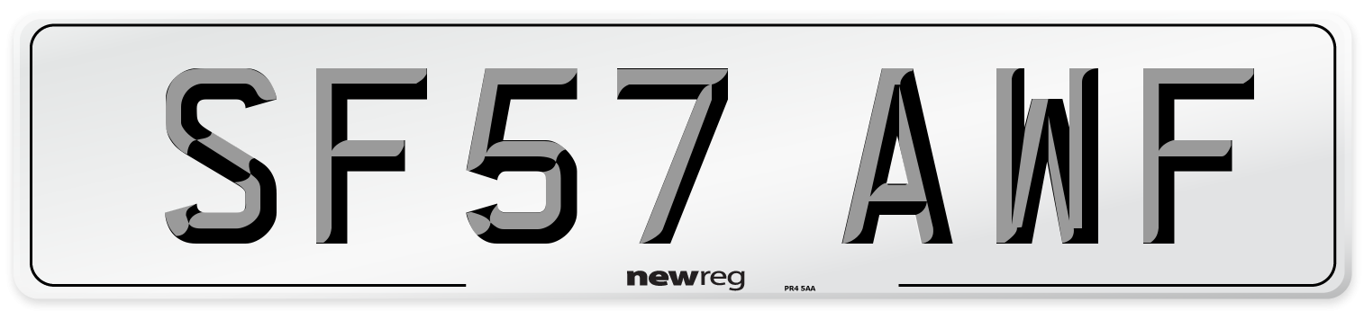 SF57 AWF Number Plate from New Reg